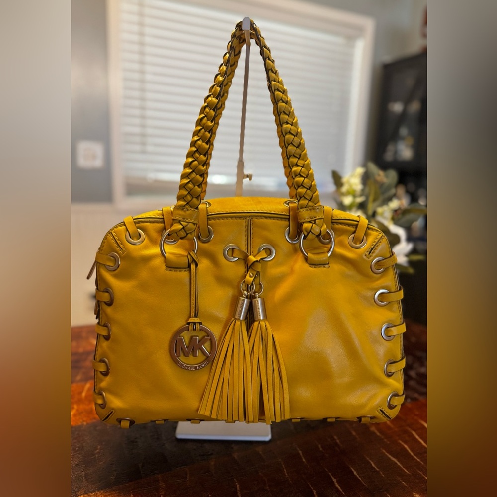 Michael Kors Astor Grommet Mustard Large Satchel